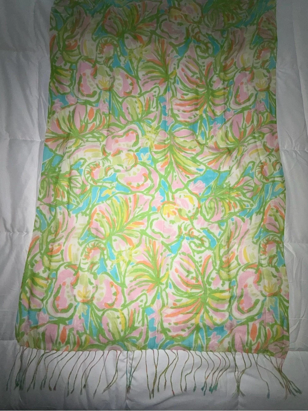 Lilly Pulitzer Murfee scarf Elephant Ears large 72x 27 pink green blue orange
